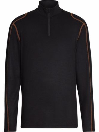 Ermenegildo Zegna contrast-stitching wool long-sleeved top - Black