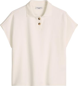 Marc O'Polo Denim Poloshirt MARC OPOLO DENIM, Damen, Gr. M, silky wei&szlig;, Jersey, Obermaterial: 100% Baumwolle, relaxed fit normal, Shirts Poloshirt, &auml;rmellos wide aus Or