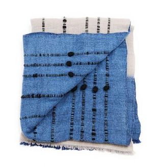 Studio Variously Mari Serene Blue Gray Calming Hues Hand Woven Hand Knotted Textured Merino Throw in Blue/gray at Nordstrom