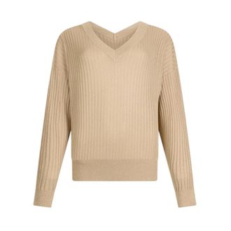 Liu Jo V-hals Truien - Dames - V-hals truien - Beige - XS - Polyester - Truien & Vesten