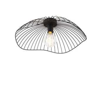 QAZQA Qazqa - Dise&ntilde;o Plaf&oacute;n De Dise&ntilde;o Negro 50 Cm - Pua Acero Redonda Adecuado Para Led Max. 1 X 40 Watt