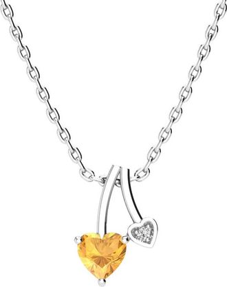SuperJeweler 1/2 Carat Heart Shaped Gemstone and Diamond Necklace In Sterling Silver With 18 Inch Chain