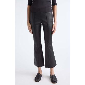 Vince Crop Flare Leather Pants in Black at Nordstrom, Size Xx-Small