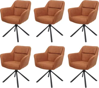 Hhg Non Utilizzato] Set 6x Sedie Con Seduta Girevole Braccioli Hhg 659 Tessuto Marrone Effetto Scamosciato