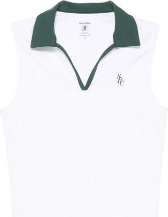 Sporty & Rich V-Neck Poloshirt Vest - Dames - Polos - Wit - M - Katoen - Tops