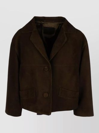 Prada coat front pockets notched lapel design