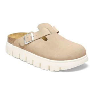 Birkenstock Womens Boston Chunky Suede Leather Clog In Warm Sand