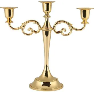 OEM Candelabro De Metal Vintage De 3 Brazos Para Bodas, Decoraci&oacute;n Del Hogar Y De Mesas (color: Dorado)