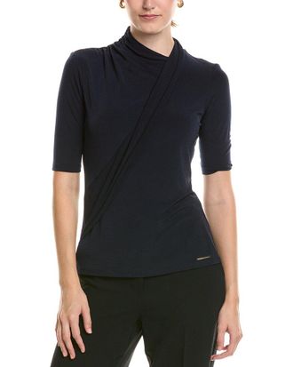 Halston Heritage Drape Front Jersey Top
