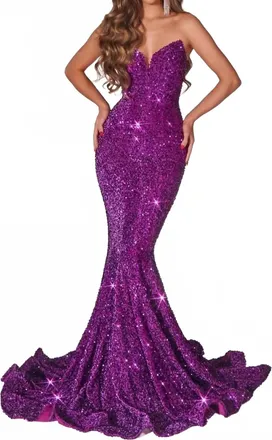 Portia & Scarlett Glittery Mermaid Dress In Grape