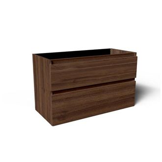 Saniclass Vita Badkameronderkast - 100cm - 2 lades - greeploos - noten