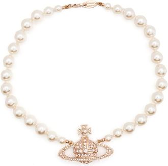 Vivienne Westwood orb charm necklace - women - Brass/Pearl - OS - White