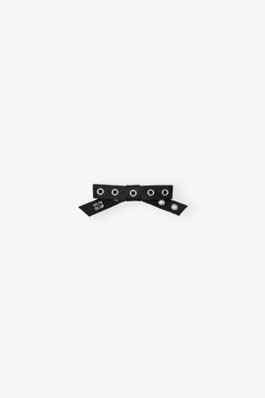 Ganni Black Eyelet Bow Barrette