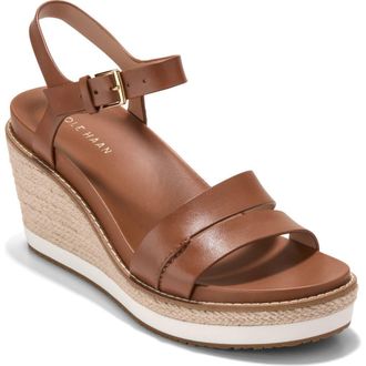 Cole Haan Ronnie Cloudfeel Espadrille Platform Wedge Sandal in British Tan Leather Natural at Nordstrom Rack, Size 6.5