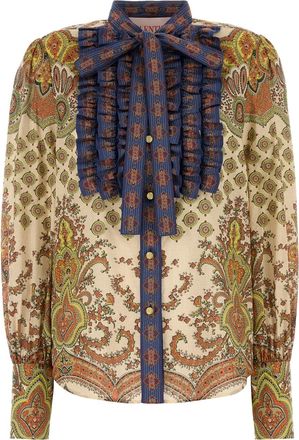 Valentino Garavani Womens Printed Muslin Shirt - Ivory Cotton - Size EU 36 (Womens)