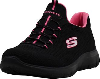 Skechers Womens Summits Cool Classic Sneaker, Black/Hot Pink, 7.5