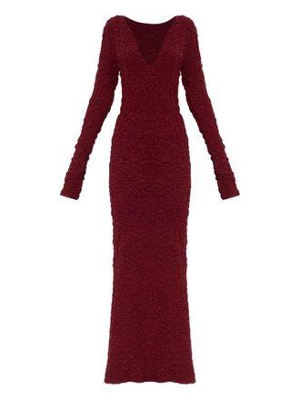 By Malene Birger Venus long sleeve texture dress - Red