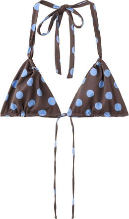 Mango Polka Dot Triangle Bikini Top in Chocolate at Nordstrom, Size X-Small