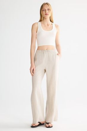 Orolay Oversized Linen Wide-Leg Drawstring Pants in Beige at Nordstrom, Size X-Small