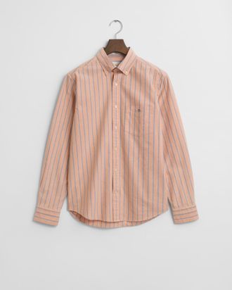 GANT Men Regular Fit Striped Classic Oxford Shirt (XL) ORANGE BRONZE