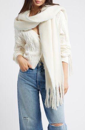Free People Winter Chill Blanket Scarf in Cream at Nordstrom