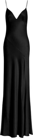 Alberta Ferretti Lange slip dress met split aan de zijkant - Dames - Avondkleed - Zwart - S - Polyester - Kleedjes