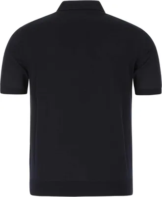 Prada Mens Logo-Embroidered Wool Polo Shirt Navy Trochusniloticus Sweater