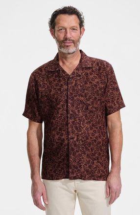 Lands End Short Sleeve Camp Collar Hawaiian Shirt in Earthen Clay Palms at Nordstrom, Size Xx-Large