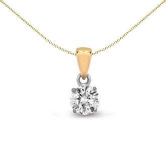 Jewelco London 18ct Gold 0.5ct Diamond Solitaire Charm Pendant - 18P004-050