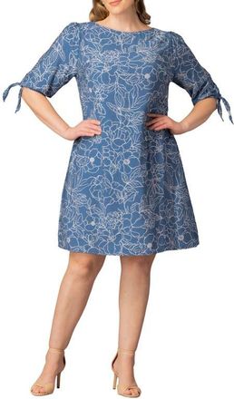 Kiyonna Manhattan Shift Dress in Blue Floral Print at Nordstrom, Size 1X