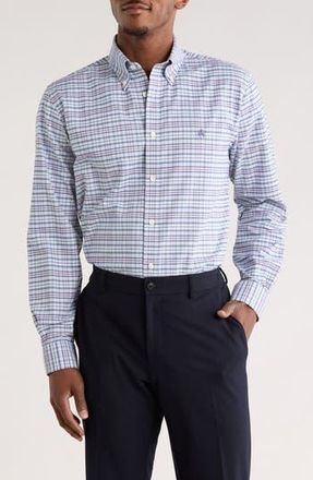 Brooks Brothers Regular Fit Non-Iron Oxford Button-Down Shirt in Pink/light Blue Tartan at Nordstrom Rack, Size Xx-Large