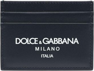 Dolce & Gabbana logo-print cardholder - men - Calf Leather - One Size - Blue