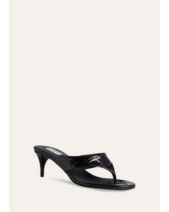 Alaia 55mm Infradito Croc-Embossed Leather Thong Sandals