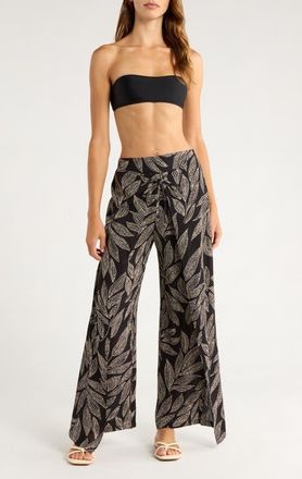 Elan Print Cover-Up Wrap Pants in Black Catagena Print at Nordstrom, Size X-Large