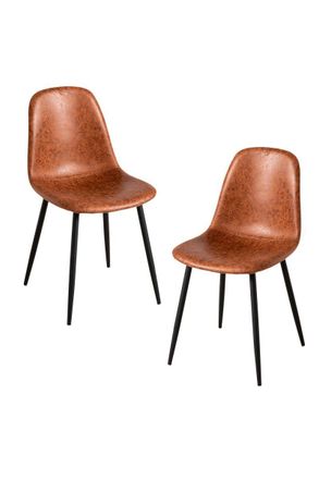 Regalos Miguel Regalos Miguel - Packs Sillas Comedor - Pack 2 Sillas Black Teok Polipiel - Camel Vintage Teok