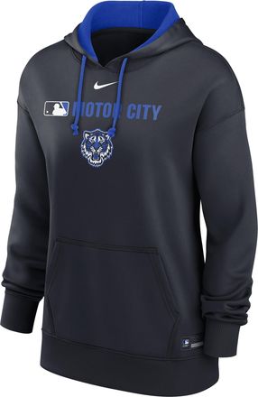Nike Womens Detroit Tigers Authentic Collection City Connect Nike Therma MLB Pullover Hoodie in Blue | 22MN09BTDG-XJK