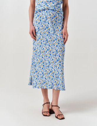 Ghost London Luna Satin Midi Slip Skirt in Blue Tulip at Nordstrom, Size 10