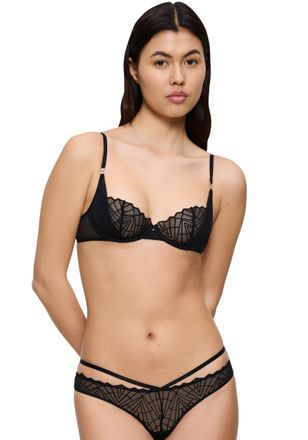 Triumph Balconette-BH TRIUMPH That Night In Vegas, Damen, Gr. 70, Cup E, schwarz, Mesh, Obermaterial: 87% Polyamid, 13% Elasthan, BHs Balconette-BH, Komfort-B