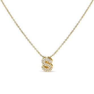 House of Brilliance 10K Gold Diamond Accent A-Z Initial Bubble Pendant Necklace in Yellow | S at Nordstrom