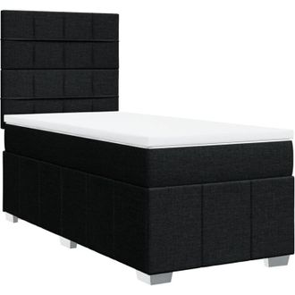 vidaXL Cama Box Spring Con Colch&oacute;n Tela Negro 90x190 Cm Vidaxl