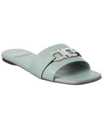 Ferragamo Gancini Leather Flat Sandal
