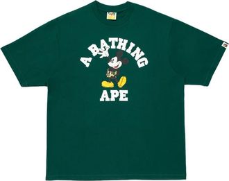 A Bathing Ape x Disney Mickey Mouse College Relaxed Fit T-Shirt Green 0ZXTEM930101Q-GRN