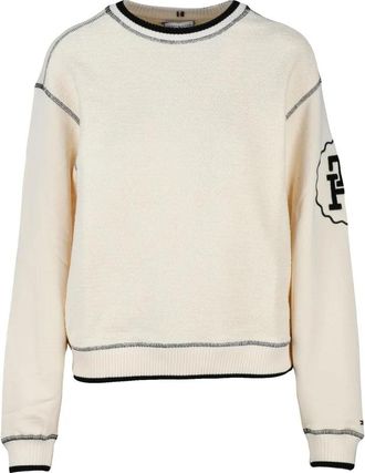 Tommy Hilfiger Cream Cotton Cropped Sweatshirt