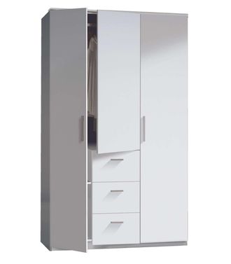 F.R.S. Frs - Armario Ropero Moleo En Acabado Blanco De 3 Puertas Y 3 Cajones. 117 Cm (ancho), 203 Cm (altura), 52 Cm(fondo)