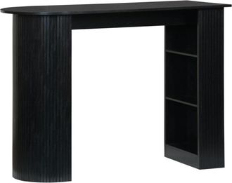 Sweeek Mesa alta de cocina de madera con espacio de almacenamiento, negro