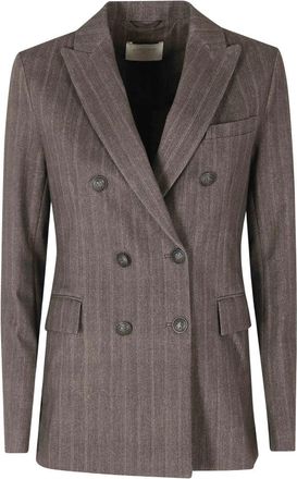 Circolo 1901 Dubbelrijige Jas - Dames - Blazers - Bruin - S - Katoen - Jassen