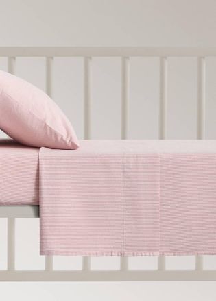 Mango Lenzuolo superiore per culla a righe sottili in cotone filo tinto pompelmo - Home - 100x150cm - MANGO HOME