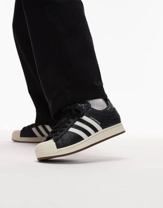 adidas Originals Superstar II - Sneakers nere effetto coccodrillo-Nero