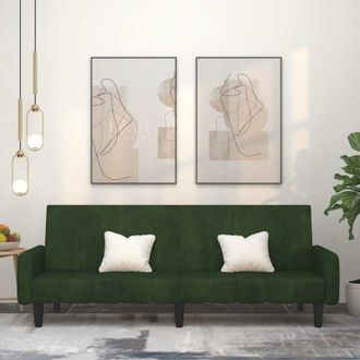 vidaXL Vidaxl - Divano Letto a 2 Posti Verde Scuro in Velluto