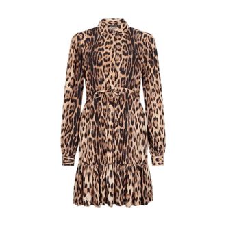 Roberto Cavalli Short Dresses, female, Brown, Size: M Leopard Print Mini Dress